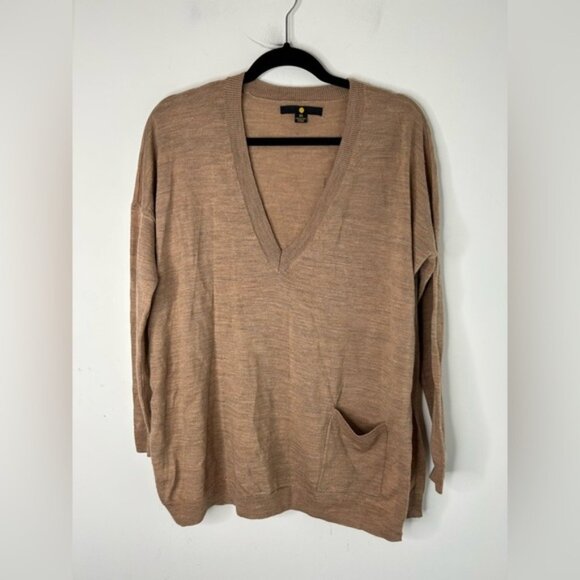 Hudson's Bay Moon Women's Sweater Pullover Merino wool Side slit Brown Size XS - Picture 15 of 16